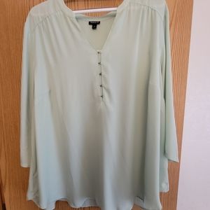 Torrid 3/4 Sleeve Mint V-Neck Blouse